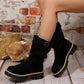 Women's Suede Slouchy Mid-Calf Boots with Buckle