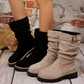 Women's Suede Slouchy Mid-Calf Boots with Buckle