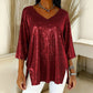 Dames Glitter V-Hals Losse Top