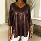 Dames Glitter V-Hals Losse Top