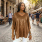 Dames Glitter V-Hals Losse Top