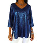 Dames Glitter V-Hals Losse Top