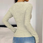 Dames V-Hals Top met Lange Mouwen en Kantpatchwork
