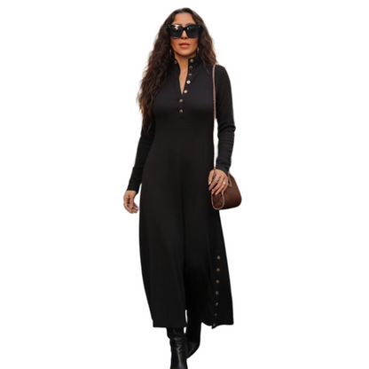 Dames Fit & Flare Gebreide Maxi Jurk