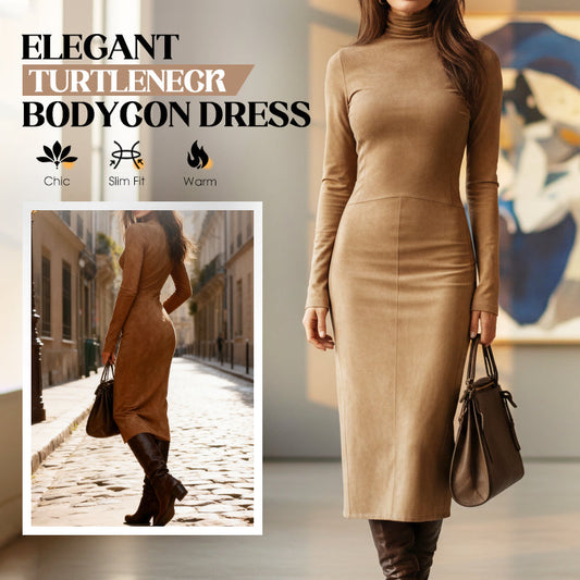 Elegante Coltrui Bodycon Jurk met Lange Mouwen