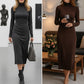 Elegante Coltrui Bodycon Jurk met Lange Mouwen