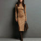 Elegante Coltrui Bodycon Jurk met Lange Mouwen