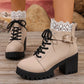 ⏳Tijdelijk 50% korting⏰ Enkellaarsjes met kanten afwerking & chunky hak 👢