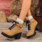 ⏳Tijdelijk 50% korting⏰ Enkellaarsjes met kanten afwerking & chunky hak 👢