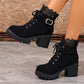 ⏳Tijdelijk 50% korting⏰ Enkellaarsjes met kanten afwerking & chunky hak 👢