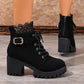⏳Tijdelijk 50% korting⏰ Enkellaarsjes met kanten afwerking & chunky hak 👢