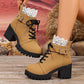 ⏳Tijdelijk 50% korting⏰ Enkellaarsjes met kanten afwerking & chunky hak 👢