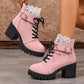 ⏳Tijdelijk 50% korting⏰ Enkellaarsjes met kanten afwerking & chunky hak 👢