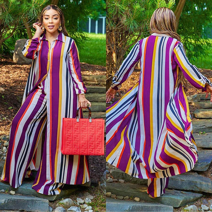 🥳2026 HOT SALE🥳💞50K+ VERKOCHT!👵☕ 50% KORTING! 2-delige gestreepte outfit – Twee manieren om te dragen! Top met lange mouwen + comfortabele broek. Mix & match of draag ze samen. Zachte, ademende en eenvoudige stijl. Je nieuwe favoriet. 🌸👚