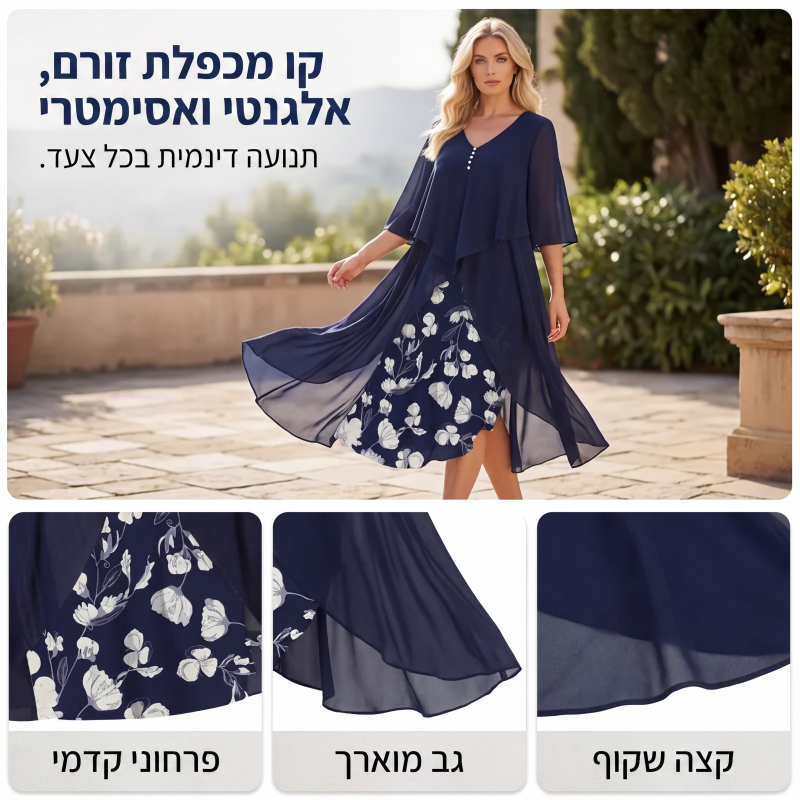 שמלה קז'ואל לנשים בחיתוך רפוי עם הדפס פרחים