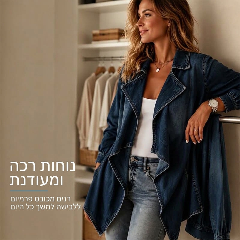 מעיל טרנץ' דנים פתוח לנשים