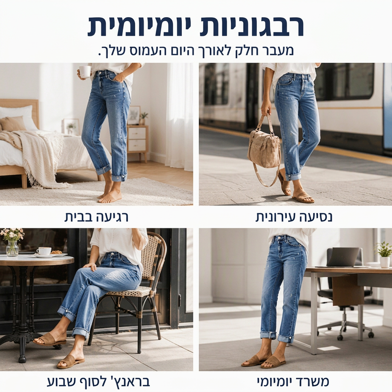 ג'ינסים נשיים קז'ואליים עם רגל ישרה וקרעים מעוצבים