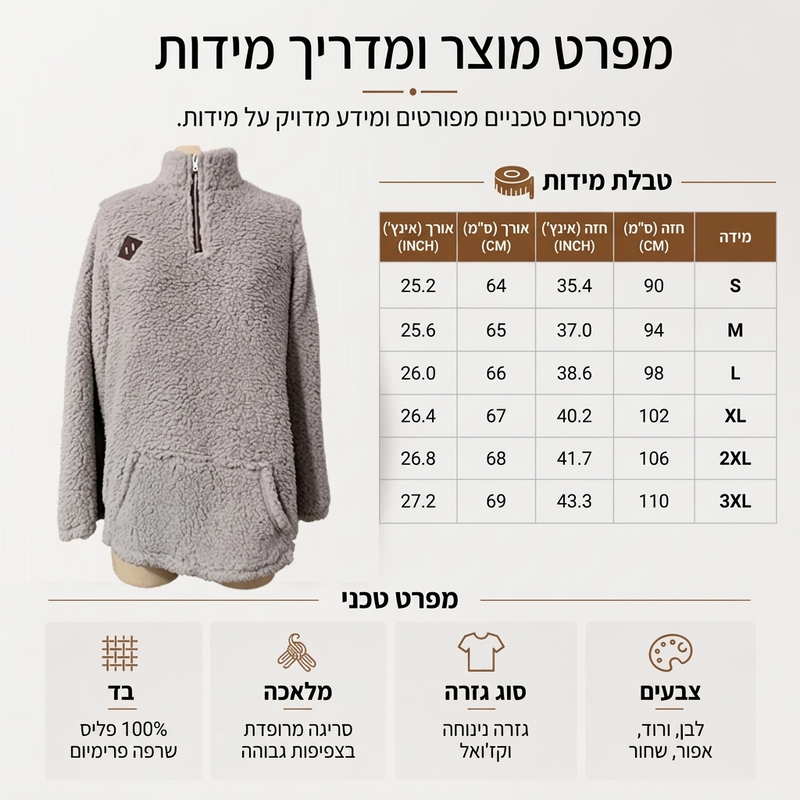 פולאבר נשים נעים עם חצי רוכסן וחתך רופף