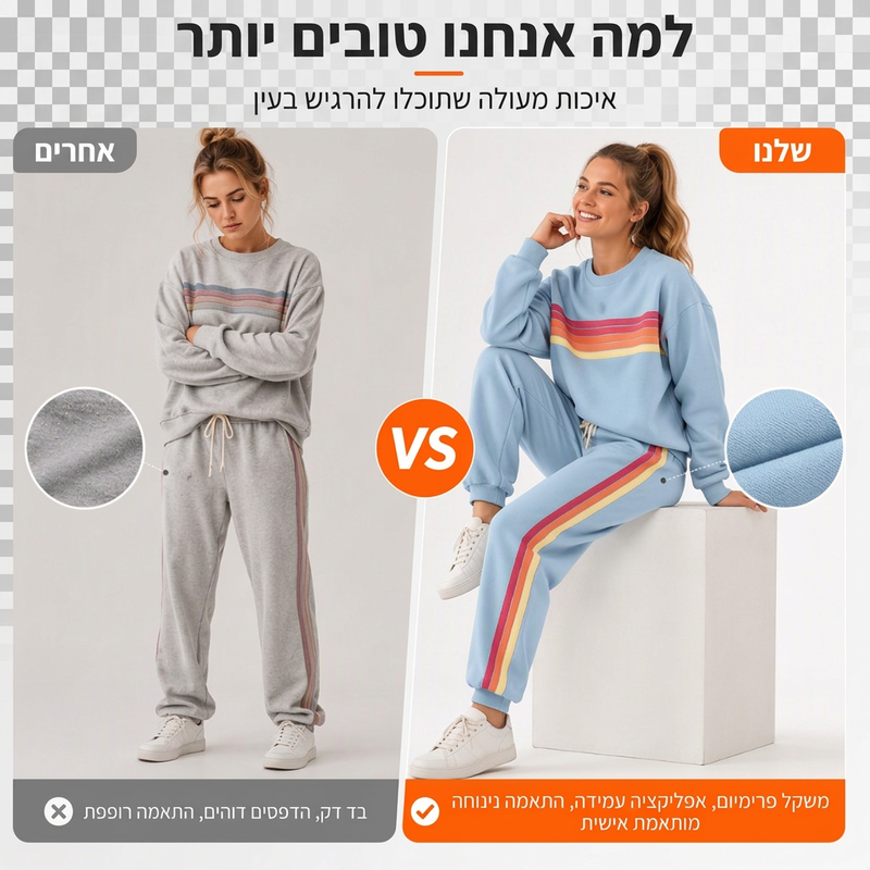 סט שני חלקים לנשים: סווטשירט קז'ואל ומכנסי ספורט