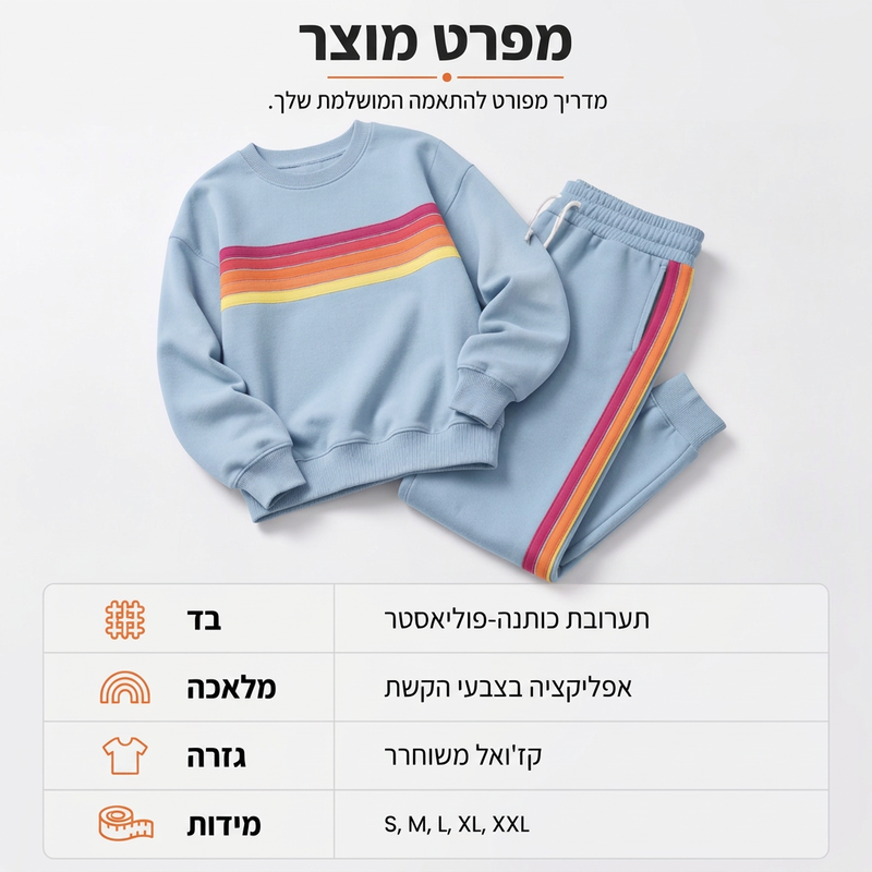 סט שני חלקים לנשים: סווטשירט קז'ואל ומכנסי ספורט