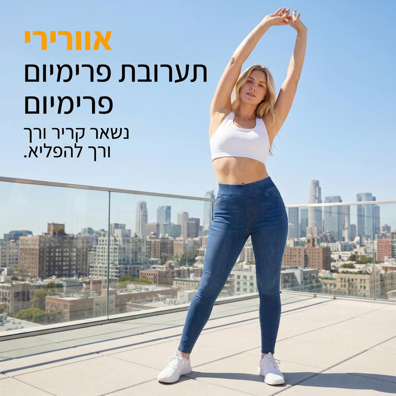 ג'גינגס סקיני לנשים עם גובה גבוה ומורחב