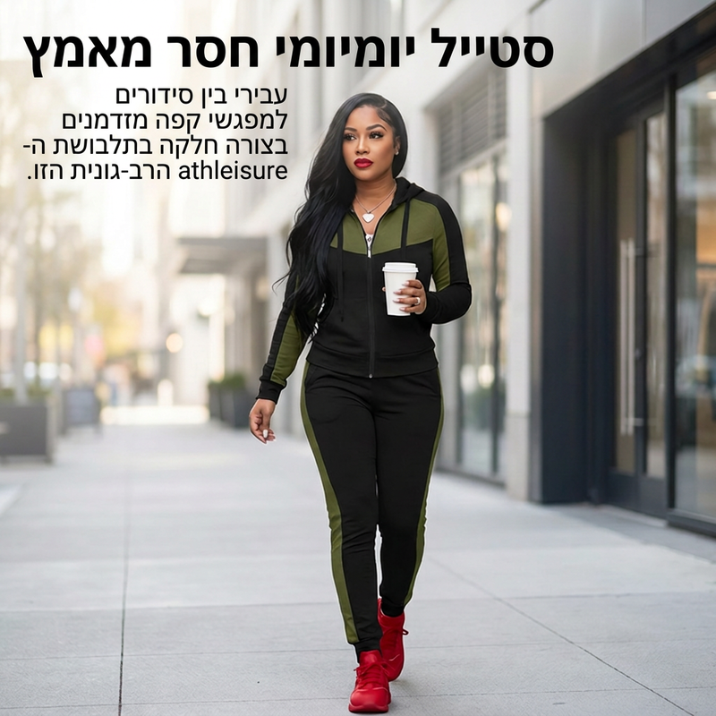 סט טרקסוט לנשים בעיצוב בלוק צבעים, 2 חלקים