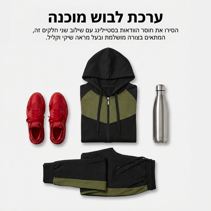 סט טרקסוט לנשים בעיצוב בלוק צבעים, 2 חלקים
