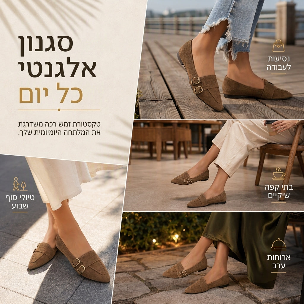 נעלי נשים שטוחות קז'ואל עם חוד מחודד