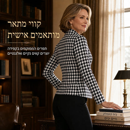 עיצוב שן-כלב חזית פתוחה עם צווארון סטנד מפוצל וחיתוך צר
