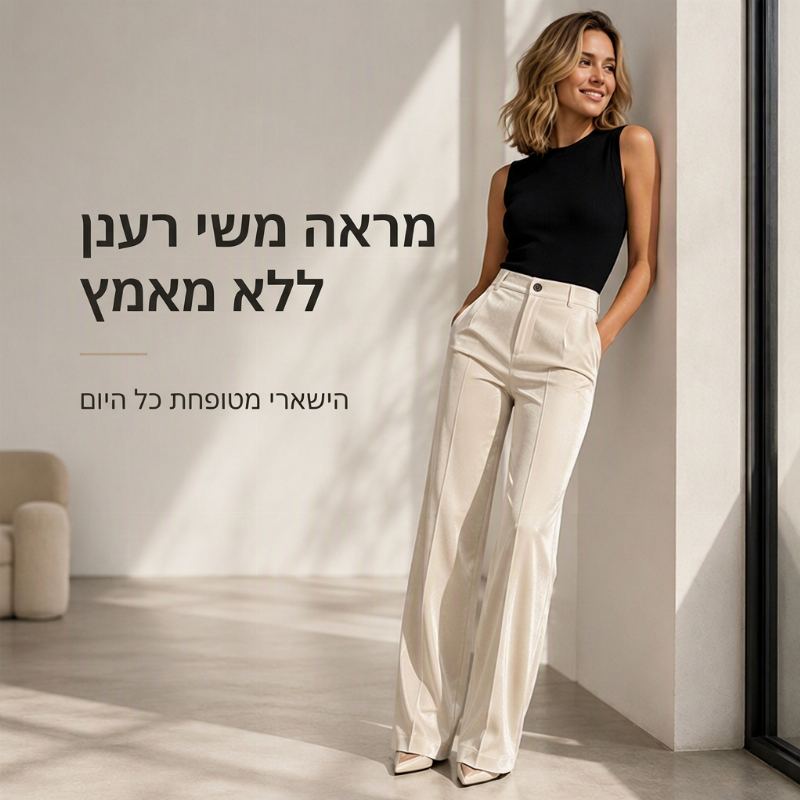 מכנסיים רחבי רגליים גבוהי מותן קז'ואליים מרופפים לנשים
