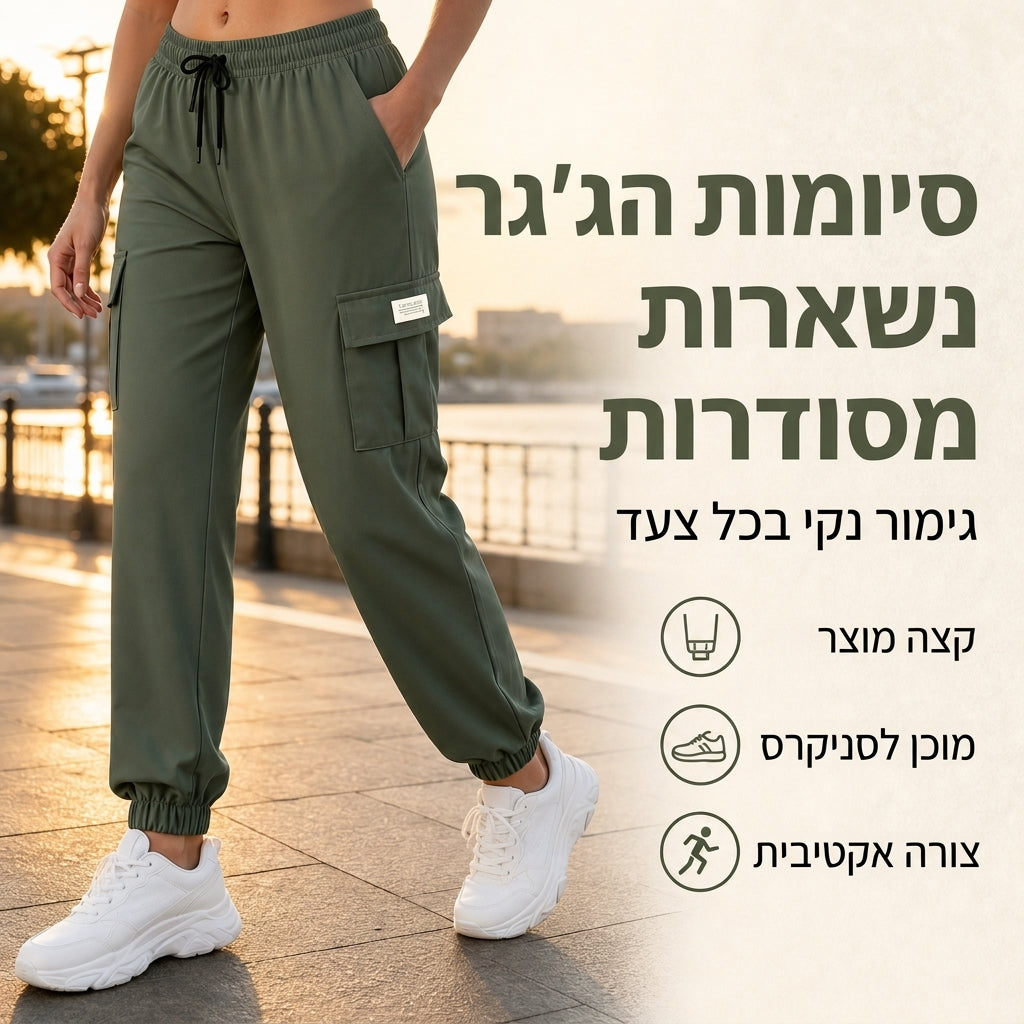 מכנסי ג'וגר קרגו רפויים לנשים