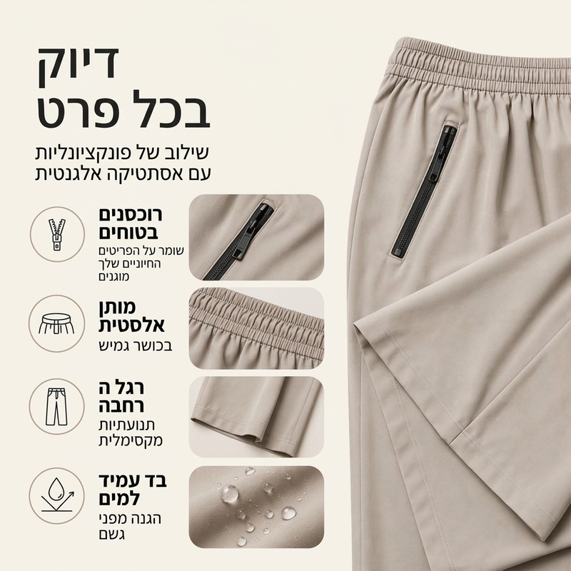 מכנסיים נשיים חיצוניים אטומים למים עם כיסים מרוכסים