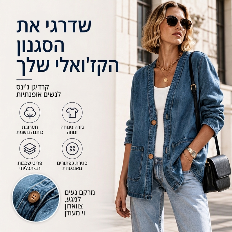 קרדיגן ג'ינס נישה רובע לנשים