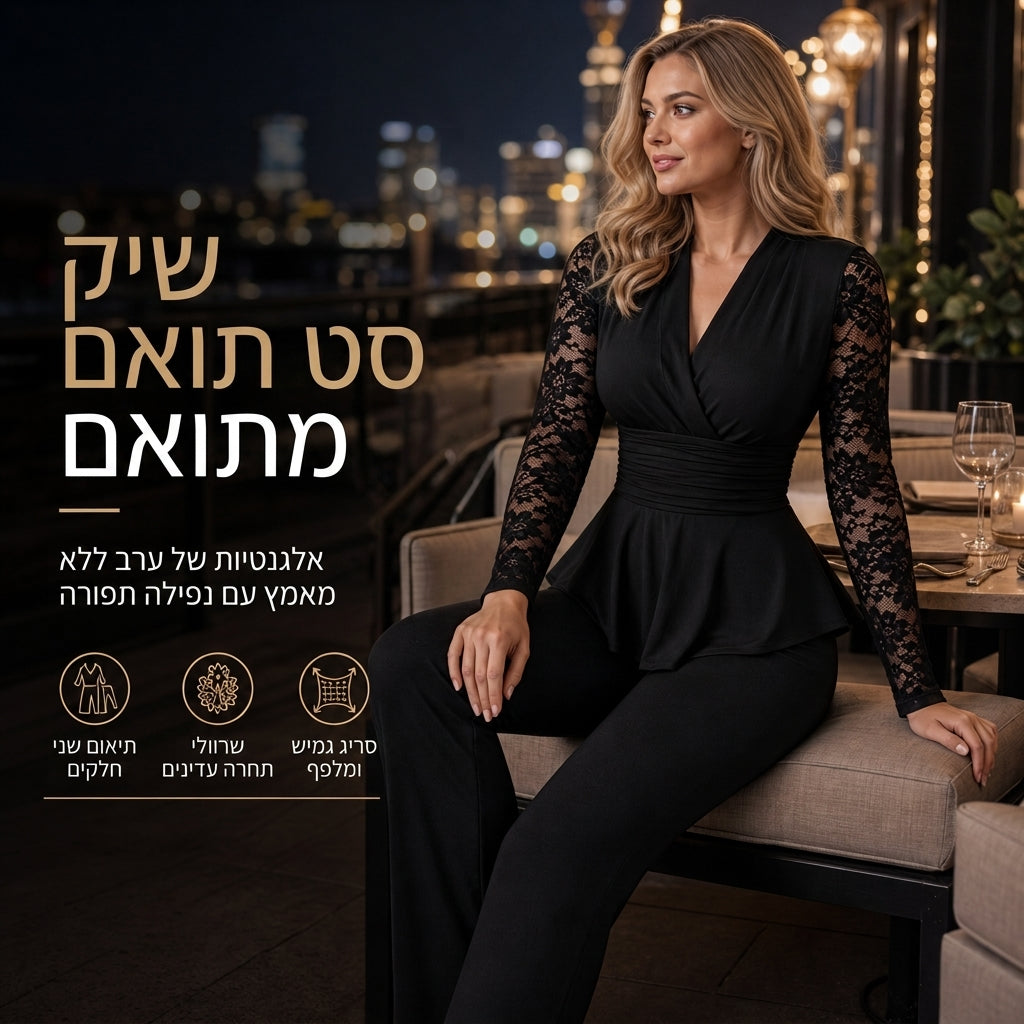 שני חלקים אופנתיים ונשיים עם מכנסיים