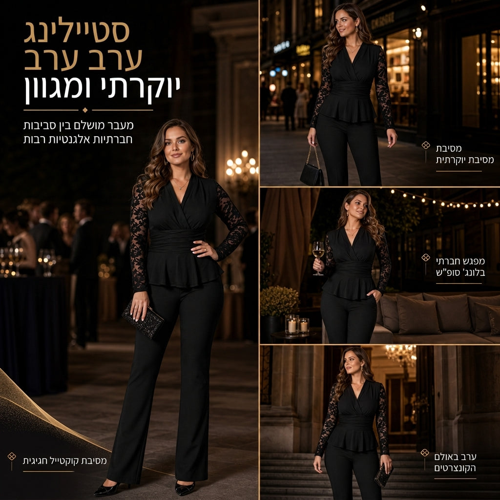 שני חלקים אופנתיים ונשיים עם מכנסיים