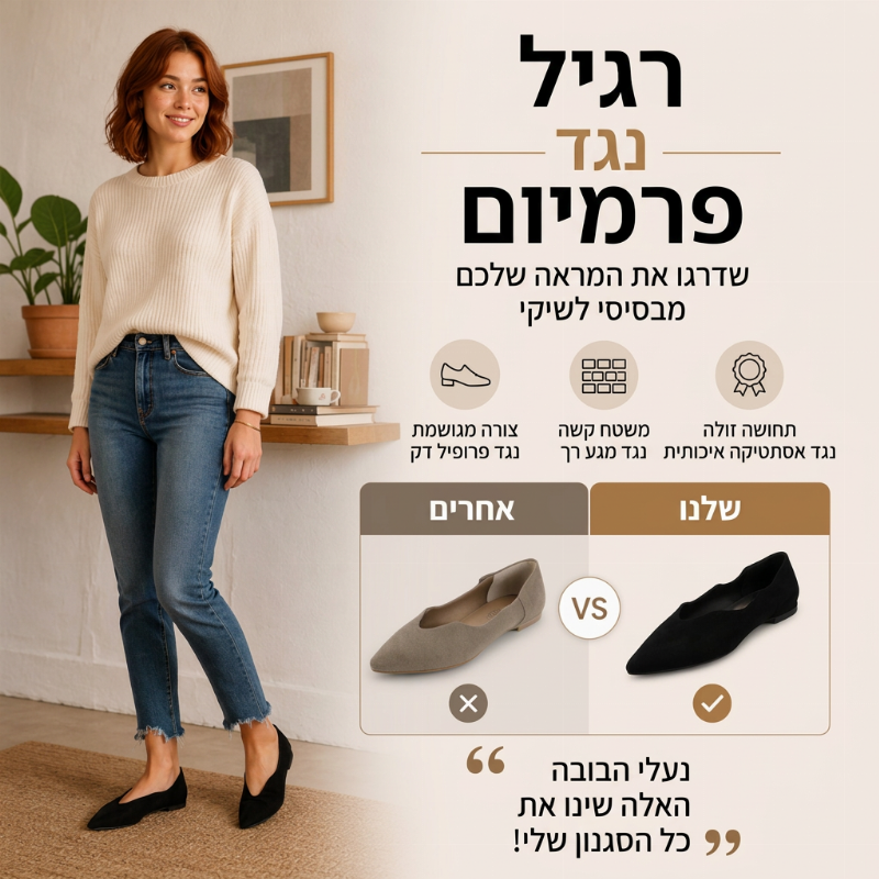 נעלי דירות אלגנטיות לנשים עם אף מחודד וחתך V