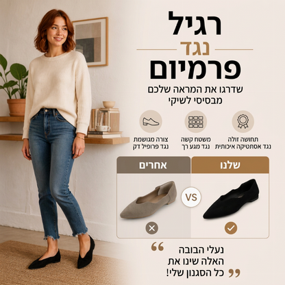 נעלי דירות אלגנטיות לנשים עם אף מחודד וחתך V