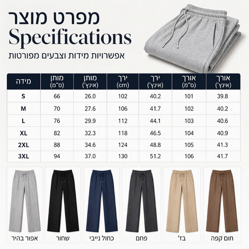 מכנסיים רחמים וננוחים לנשים עם מותן אלסטי ושרוך