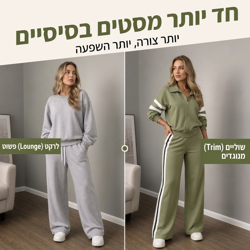 סט נישבי אופטימלי עם סווטשירט קז'ואל ומכנסיים רחבים