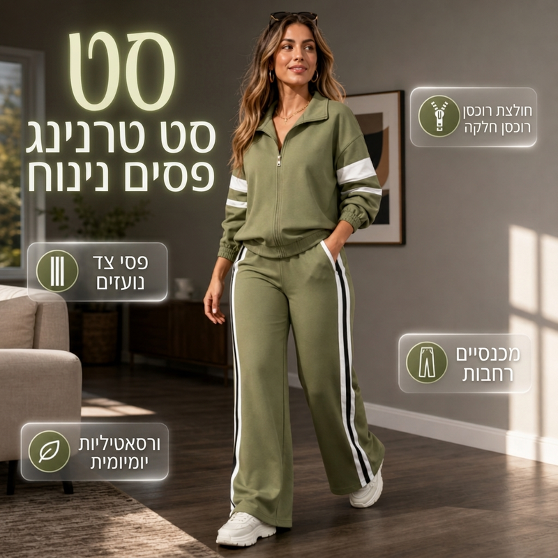 סט נישבי אופטימלי עם סווטשירט קז'ואל ומכנסיים רחבים
