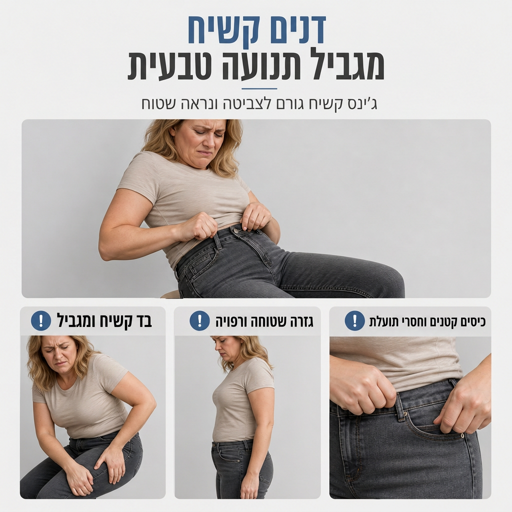 ג'ינסים קארגו פלר לנשים עם גמישות גבוהה, חיתוך צר וכיסי דש