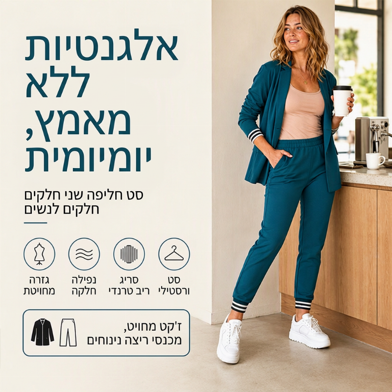 סט נשים בלייזר פתוח חזית ומכנסיים