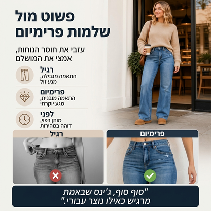 ג'ינס לגזרה גבוהה, נוח ונמתח לנשים